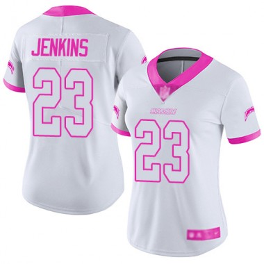 Los Angeles Chargers NFL Football Rayshawn Jenkins White Pink Jersey Women Limited  #23 Rush Fashion->youth nfl jersey->Youth Jersey